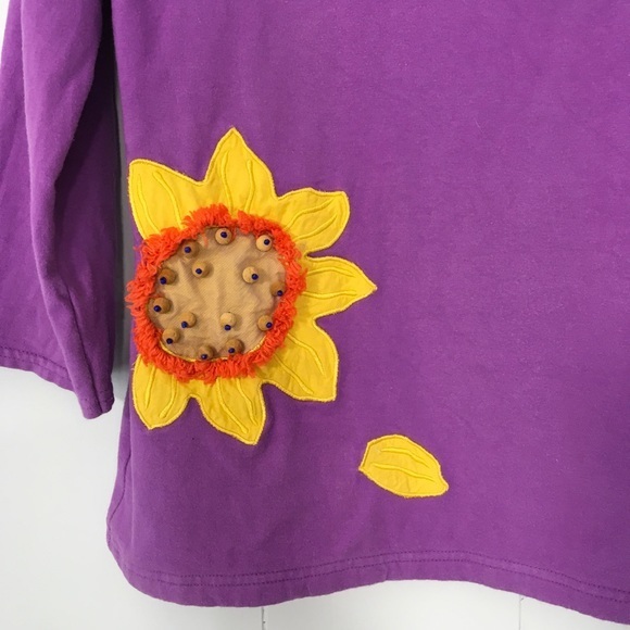 Vintage 90’s Y2K Emma Tricot Sunflower Shirt Pant Set M S Purple Yellow Woman’s - Picture 7 of 12